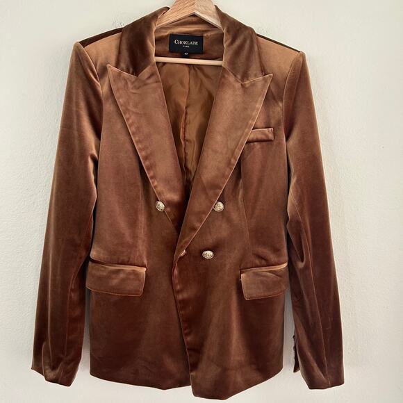 Choklate Paris Blazer Ladies Velvet Double Breasted Bronze SZ42/10 Classic - Picture 4 of 12